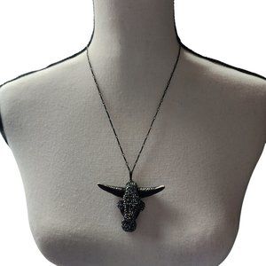 Sparkling Steer Skull Necklace